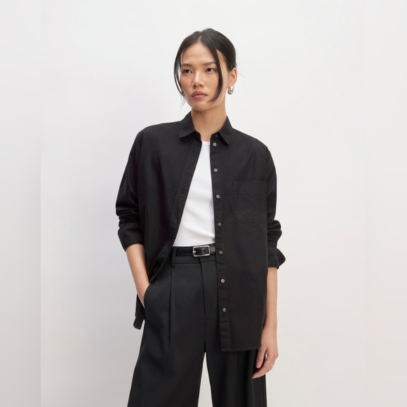 Everlane Shirt Womens Black The Relaxed Oxford Japanese Must Have